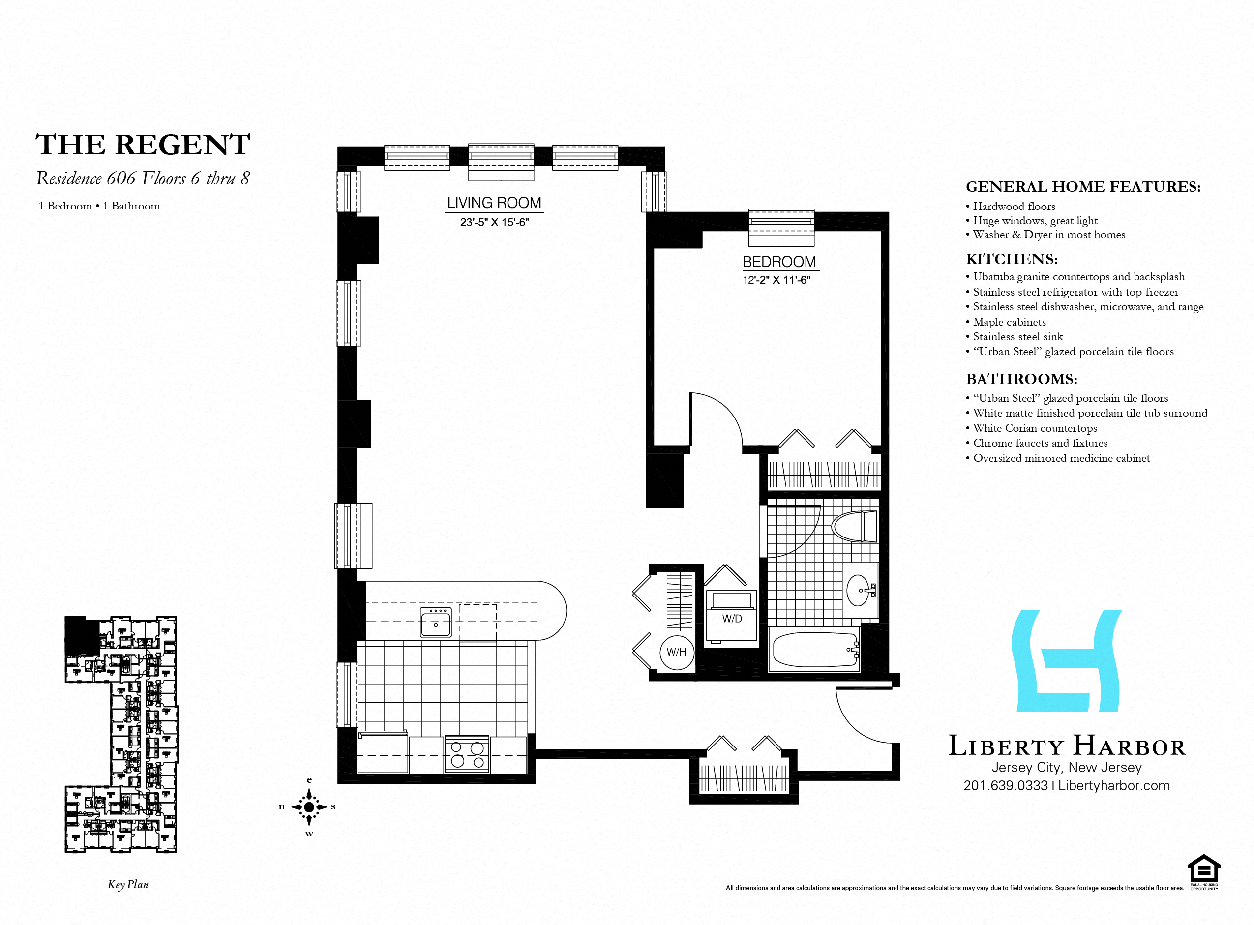 Floor plan for 1 bed, 1 bath, 797 sqft